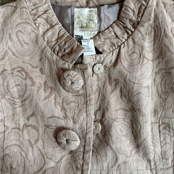 Forever Collectibles Tan Trench Coat with Textured Floral Design - Picture 4 of 15